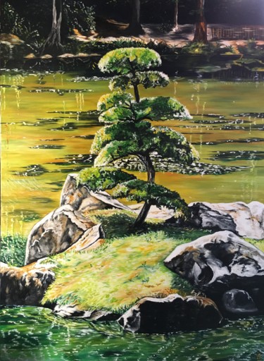 Peinture intitulée "La Forêt des Tengõ" par Muriel Besson-Braem, Œuvre d'art originale, Huile