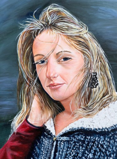 Painting titled "Clémence a 20 ans" by Muriel Besson-Braem, Original Artwork, Oil