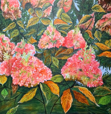 Peinture intitulée "Rose Garance" par Muriel Besson-Braem, Œuvre d'art originale, Huile