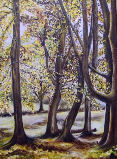 Painting titled "sous bois d'automne…" by Muriel Besson-Braem, Original Artwork