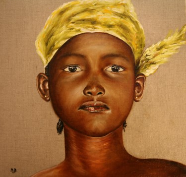 Painting titled "Petite du Mali" by Muriel Besson-Braem, Original Artwork, Oil