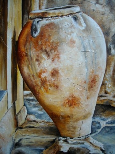 Painting titled "un vase en Crète" by Muriel Besson-Braem, Original Artwork