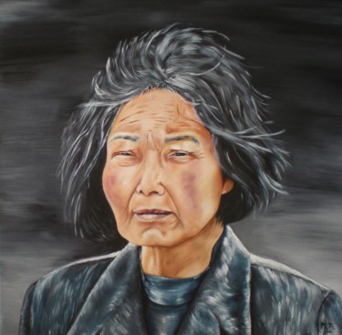 Peinture intitulée "La vieille dame de…" par Muriel Besson-Braem, Œuvre d'art originale, Huile