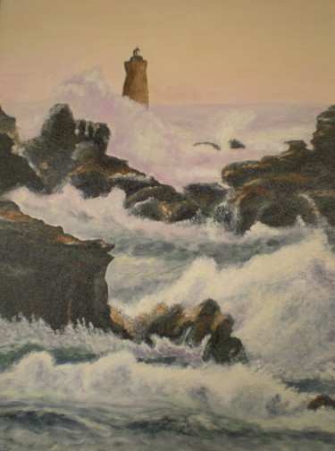 Pintura intitulada "Le phare" por Muriel Besson-Braem, Obras de arte originais