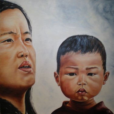 Pintura titulada "Un instant à Shangh…" por Muriel Besson-Braem, Obra de arte original, Oleo