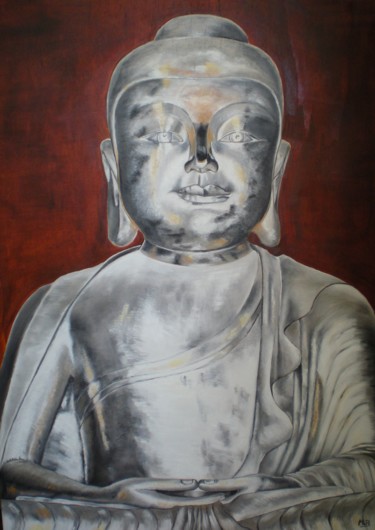 Peinture intitulée "Sérénité 2 :Bouddha…" par Muriel Besson-Braem, Œuvre d'art originale, Huile