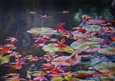 Painting titled "Automne à Giverny" by Muriel Besson-Braem, Original Artwork, Oil