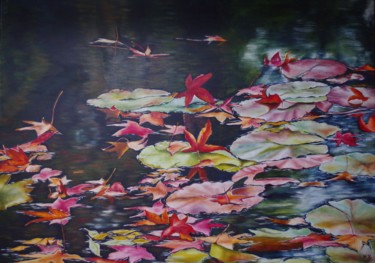 Pintura intitulada "Automne à Giverny" por Muriel Besson-Braem, Obras de arte originais, Óleo