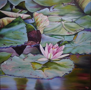 Painting titled "Water Lily" by Muriel Besson-Braem, Original Artwork, Oil