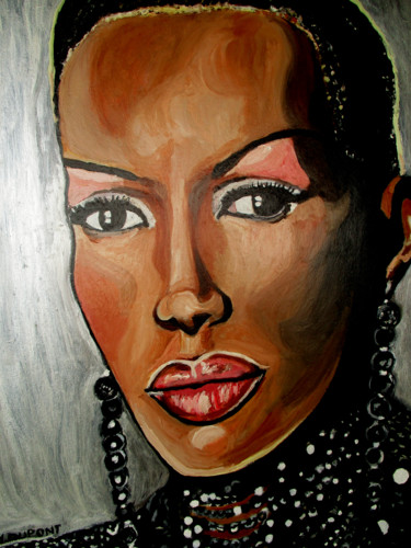 Peinture intitulée "Grace Jones" par Muriel Dupont, Œuvre d'art originale, Huile