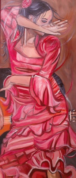 Картина под названием "Flamenco" - Muriel Dupont, Подлинное произведение искусства, Масло