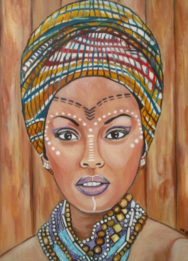 Painting titled "l-africaine.jpg" by Muriel Dupont, Original Artwork, Oil