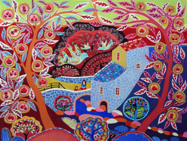 Peinture intitulée "Le moulin de la Mou…" par Muriel Gabilan, Œuvre d'art originale, Gouache