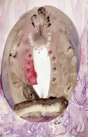 Dessin intitulée "Dessin 5 sur stone…" par Muriel Gabilan, Œuvre d'art originale, Encre
