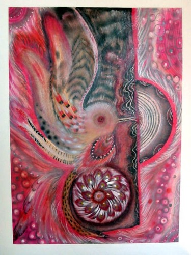 Peinture intitulée "OISEAU HUPE" par Muriel Gabilan, Œuvre d'art originale, Autre