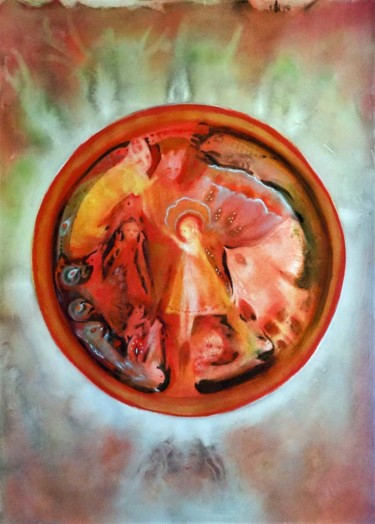 Peinture intitulée "Coeur de tomate 2017" par Muriel Gabilan, Œuvre d'art originale, Encre