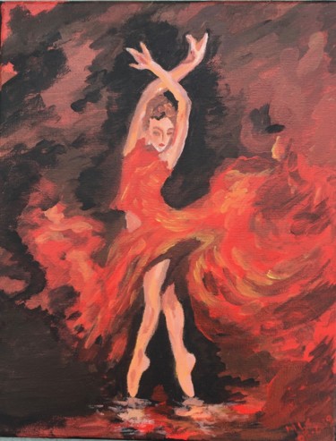 Painting titled "Flamenco 1" by Murielle Lucie Clément, Original Artwork, Acrylic