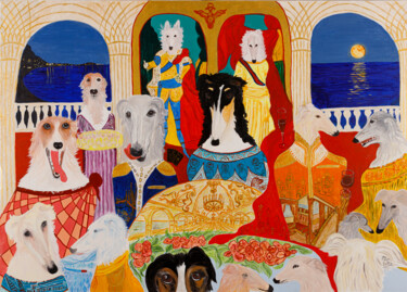 Pittura intitolato "Dîner chez les Barz…" da Murielle Lucie Clément, Opera d'arte originale, Olio