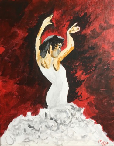 Painting titled "Flamenco 2" by Murielle Lucie Clément, Original Artwork, Acrylic