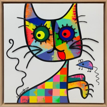 Pintura intitulada "Le chat a faim" por Muriel Matt, Obras de arte originais, Acrílico