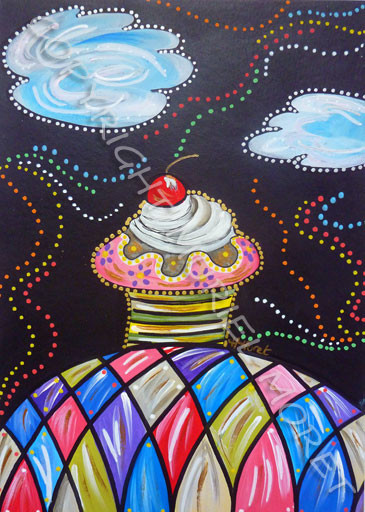 Painting titled "Cupcake Supremacy 1" by Mimi Bondi, Original Artwork, Oil