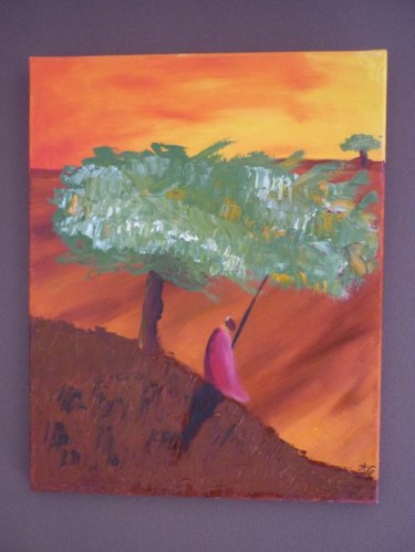 Peinture intitulée "Sage africain" par Murphye, Œuvre d'art originale, Huile