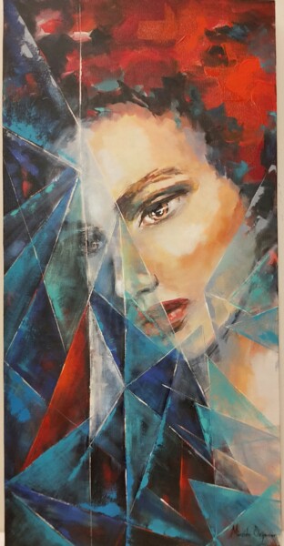 Painting titled "Cristal woman 3" by Mürşide Özyonar, Original Artwork, Acrylic Mounted on Wood Stretcher frame
