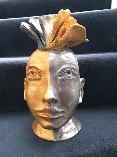 Escultura intitulada "L’homme à tête de l…" por Musetti, Obras de arte originais, Terracota