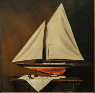 Картина под названием "Модель корабля" - Mushegh Hovsepyan, Подлинное произведение искусства, Масло