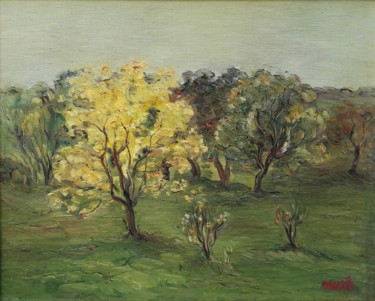 Картина под названием "Trees in  autumn" - Mushegh Grigoryan, Подлинное произведение искусства, Масло