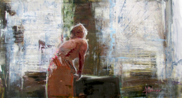 Woman by the Kitchen Windows, Original painting 72x30 cm ©2017 by Dmitri Matkovsky