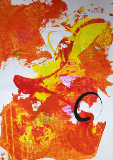 Painting titled "Exploding Orange or…" by Dmitri Matkovsky, Original Artwork, Acrylic