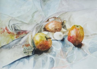 Peinture intitulée "Two apples, one egg…" par Dmitri Matkovsky, Œuvre d'art originale, Huile