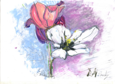 Painting titled "Some Flowers 2, Ori…" by Dmitri Matkovsky, Original Artwork, Ink