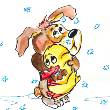 제목이 "Dog & Duck, Friends…"인 미술작품 Dmitri Matkovsky로, 원작, 잉크