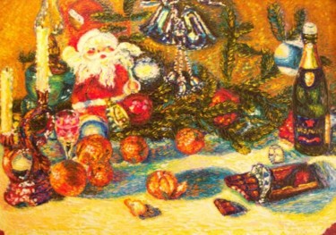Картина под названием "Новогоднее счастье…" - Julia Musina, Подлинное произведение искусства, Масло