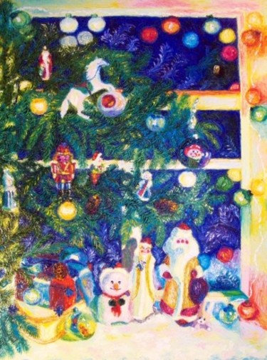 Картина под названием "Новогодняя сказка…" - Julia Musina, Подлинное произведение искусства, Масло