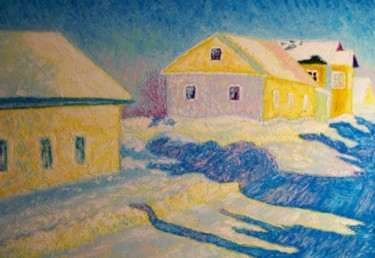 Картина под названием "Яркий снег  Bright…" - Julia Musina, Подлинное произведение искусства, Масло