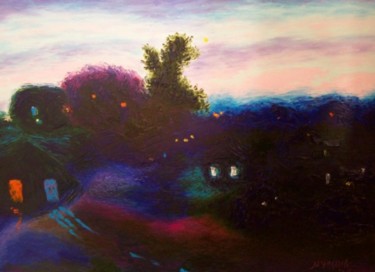 Картина под названием "И наступила ночь...…" - Julia Musina, Подлинное произведение искусства, Масло