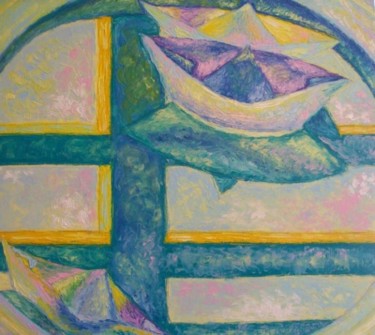 Картина под названием "Небесная пристань.…" - Julia Musina, Подлинное произведение искусства, Масло