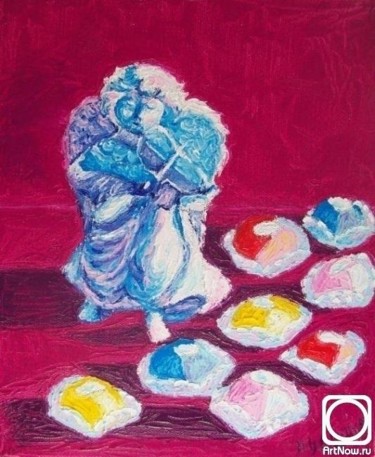Картина под названием "Мой ангел. My angel" - Julia Musina, Подлинное произведение искусства, Масло