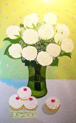Painting titled "Белые розы. White r…" by Julia Musina, Original Artwork, Oil