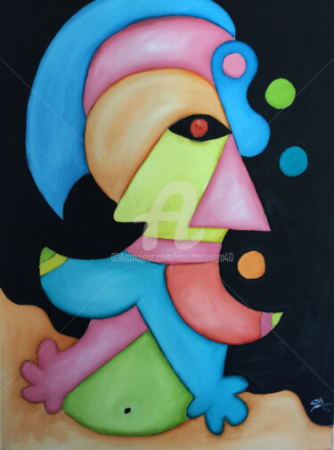Peinture intitulée "JIKA le fou rieur" par Sara Musseau, Œuvre d'art originale, Huile