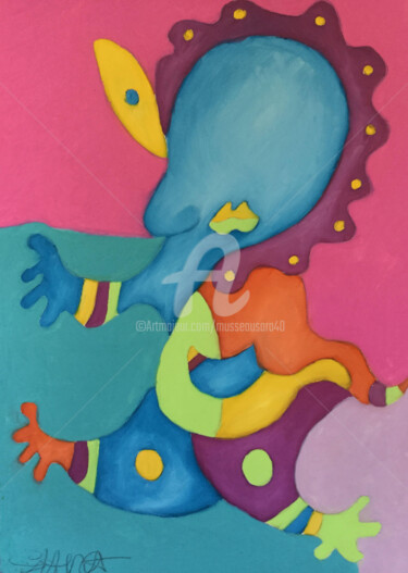 Peinture intitulée "le gouja" par Sara Musseau, Œuvre d'art originale, Huile