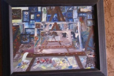 Peinture intitulée "mon atelier" par Mustapha Benabad, Œuvre d'art originale, Huile