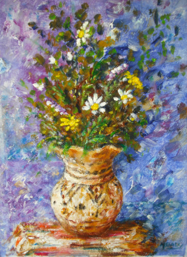Peinture intitulée "Fleurs des champs" par Mustapha Dali, Œuvre d'art originale, Huile