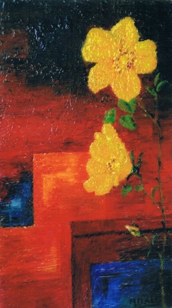 Peinture intitulée "Fleurs" par Mustapha Dali, Œuvre d'art originale, Huile