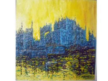 Peinture intitulée "La ville" par Mustapha Dali, Œuvre d'art originale, Huile