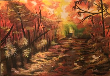 Pintura intitulada "Couleurs d’automne" por Murielle Viret, Obras de arte originais, Acrílico