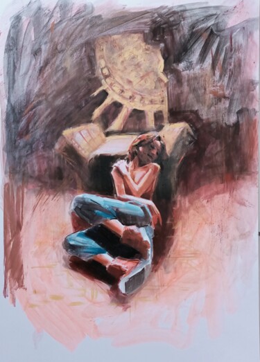 Pintura intitulada "Taht önünde esir" por Muzaffer Bulut, Obras de arte originais, Óleo
